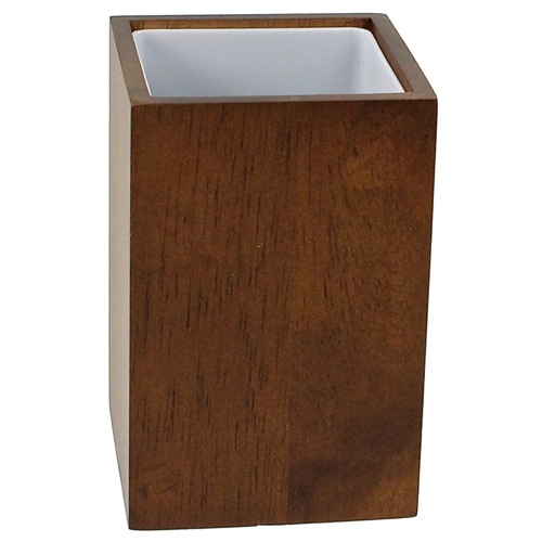 Brown and Square Bathroom Tumbler in Wood Gedy PA98-31